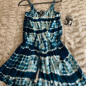 Blue tie dye romper NWT